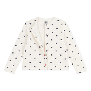 Petit Bateau - Gepunktete Molton-Strickjacke | Ecru