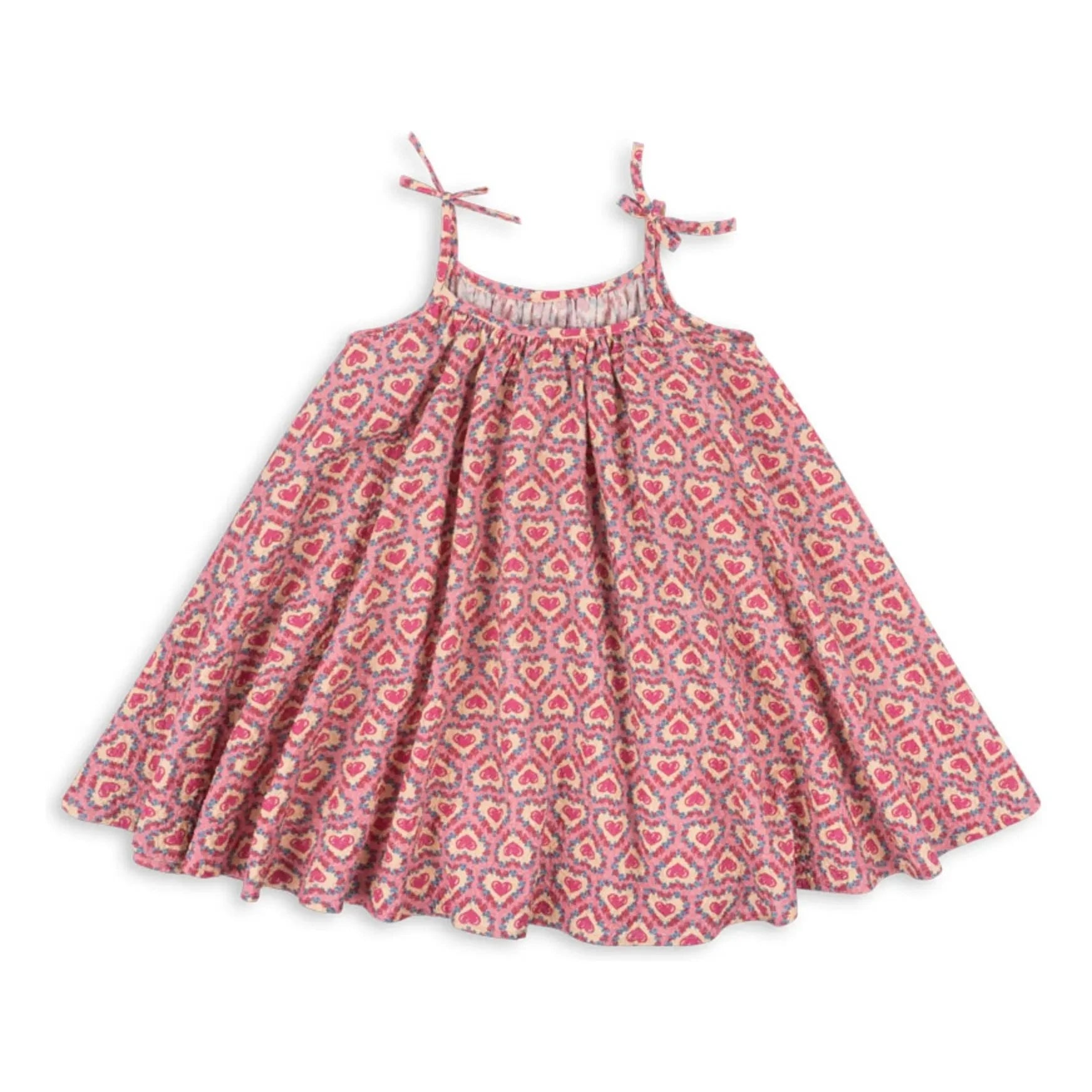Konges Sløjd - Kleid Vivian Cœurs Seersucker Bio-Baumwolle | Rosa