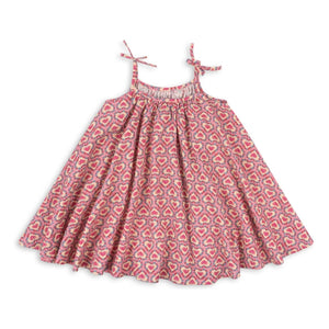Konges Sløjd - Kleid Vivian Cœurs Seersucker Bio-Baumwolle | Rosa
