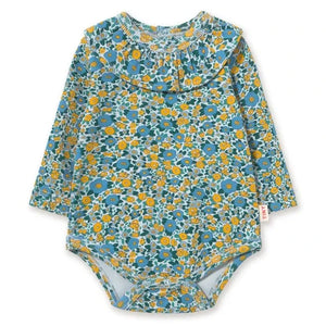 Tinycottons – Bio-Baumwoll-Body mit Rippstrick und Blumenmuster | Blau