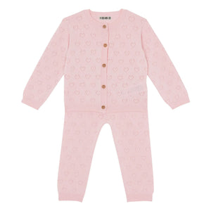 Bonton - Marianne Strickjacke und Leggings Set | Puderrosa