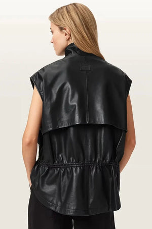 AllSaints Kadın Deri Yelek FLOR