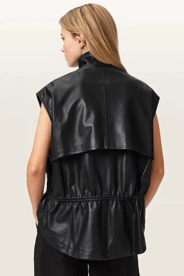 AllSaints Kadın Deri Yelek FLOR