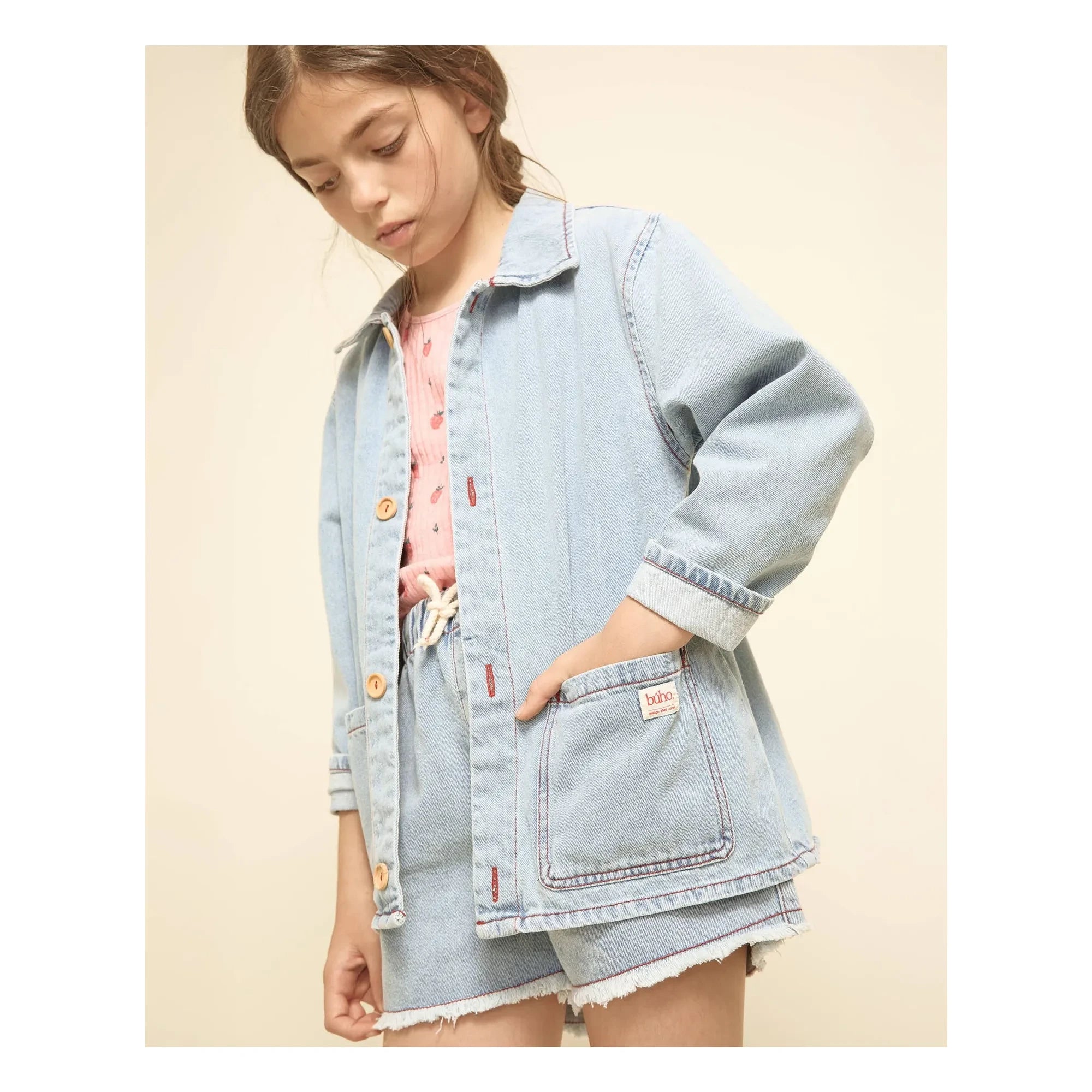 Búho - Demin Verblasstes Overshirt | Hellblau
