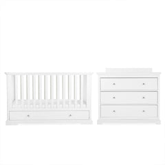 CuddleCo Beaumont 2pc Set - Low Cot Bed - White-Nursery Sets-White- | Natural Baby Shower