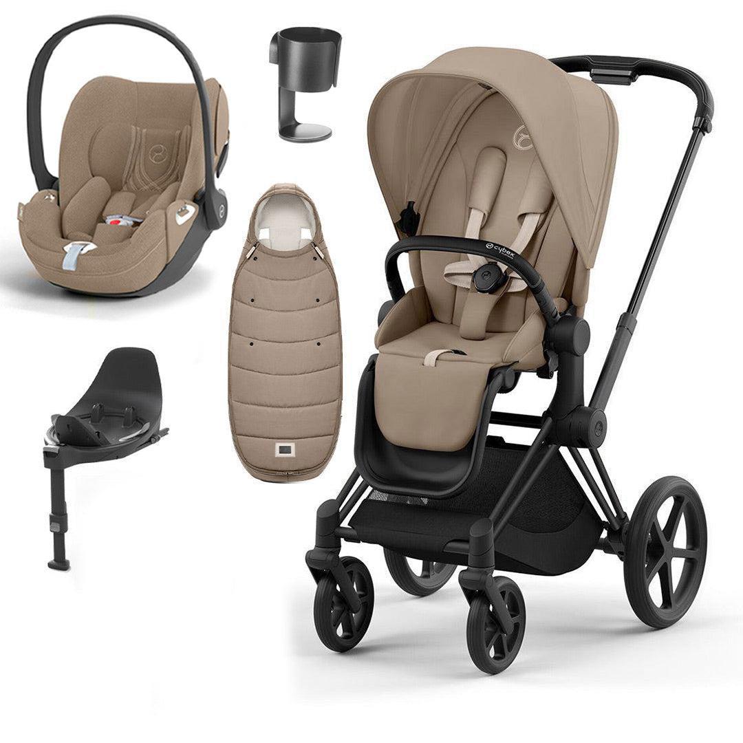 CYBEX Priam Cloud T Ultimate Travel System - Cozy Beige-Travel Systems-Matt Black-None | Natural Baby Shower