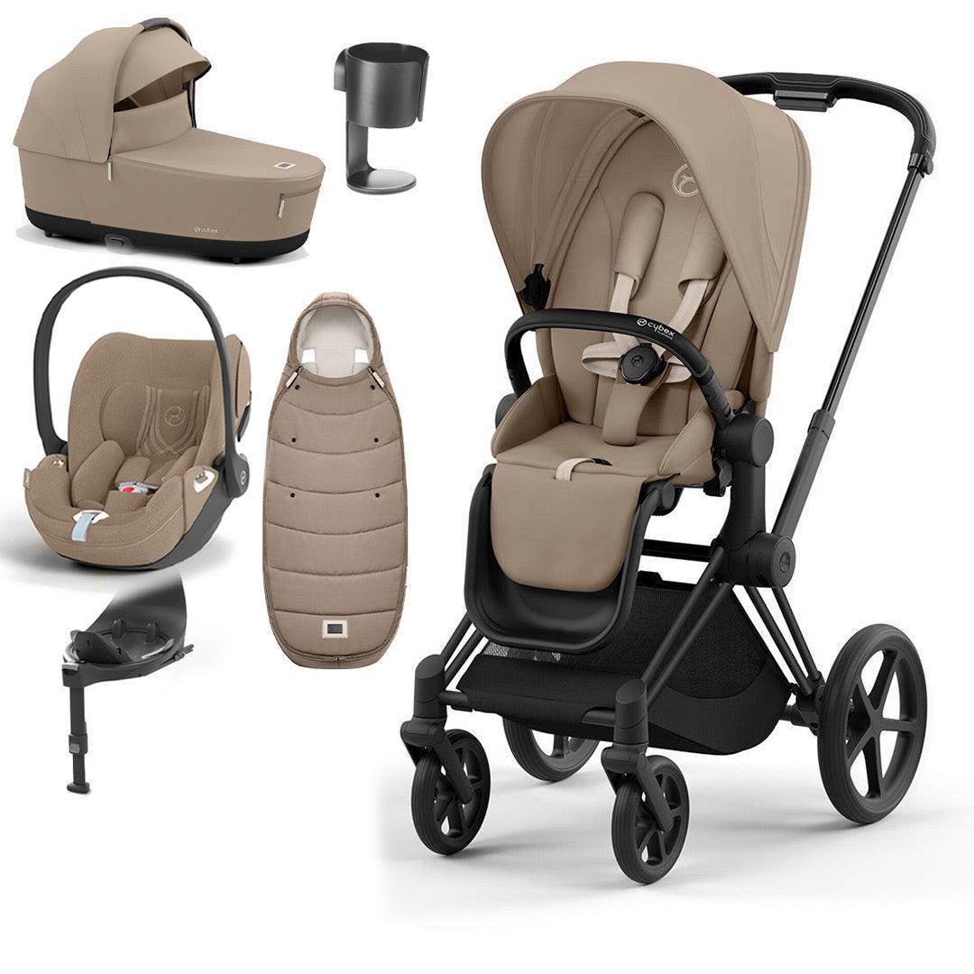 CYBEX Priam Cloud T Ultimate Travel System - Cozy Beige-Travel Systems-Matt Black-Lux | Natural Baby Shower