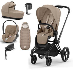 CYBEX Priam Cloud T Ultimate Travel System - Cozy Beige-Travel Systems-Matt Black-Lux | Natural Baby Shower