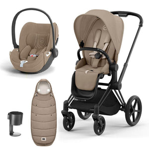 CYBEX Priam Cloud T Ultimate Travel System - Cozy Beige-Travel Systems-Matt Black-None | Natural Baby Shower