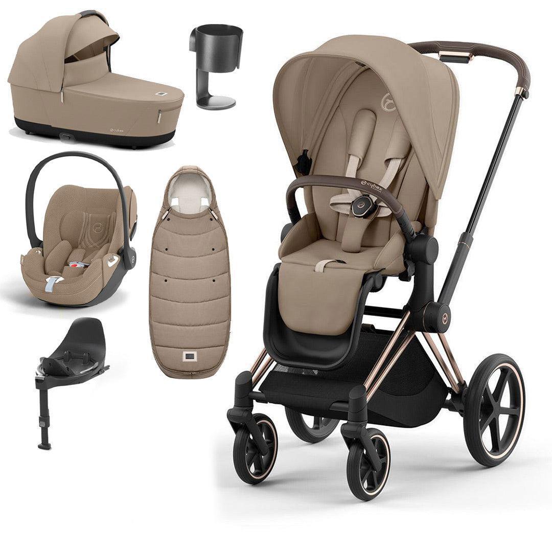 CYBEX Priam Cloud T Ultimate Travel System - Cozy Beige-Travel Systems-Rose Gold-Lux | Natural Baby Shower