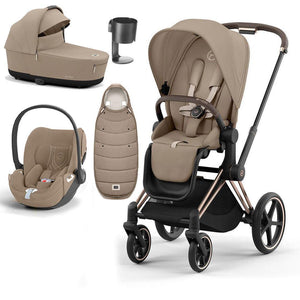 CYBEX Priam Cloud T Ultimate Travel System - Cozy Beige-Travel Systems-Rose Gold-Lux | Natural Baby Shower