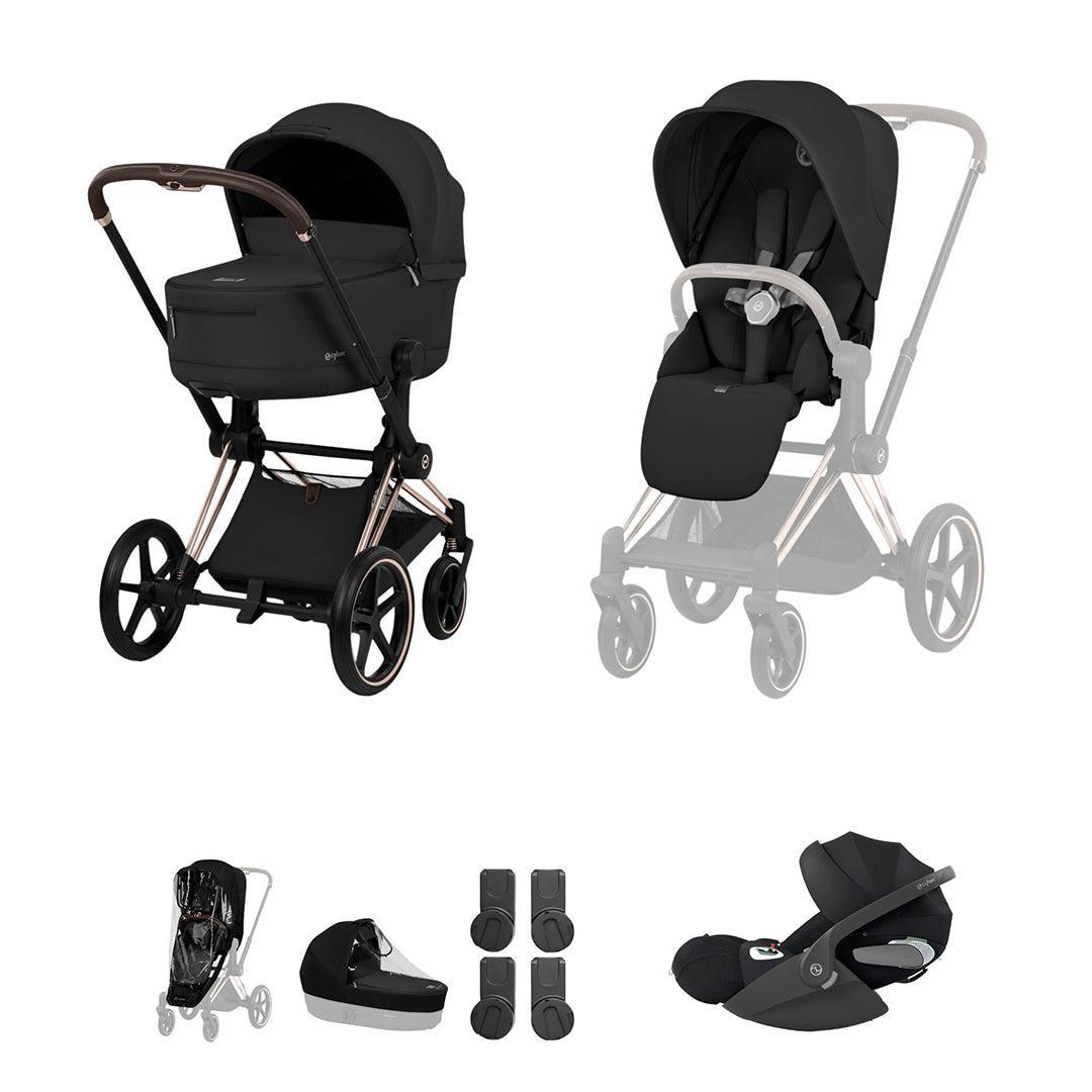 Cybex Priam Ultimate Bundle - Comfort Collection-Travel Systems-Sepia Black/Rose Gold-Without Base | Natural Baby Shower