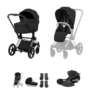 Cybex Priam Ultimate Bundle - Comfort Collection-Travel Systems-Sepia Black/Rose Gold-Without Base | Natural Baby Shower