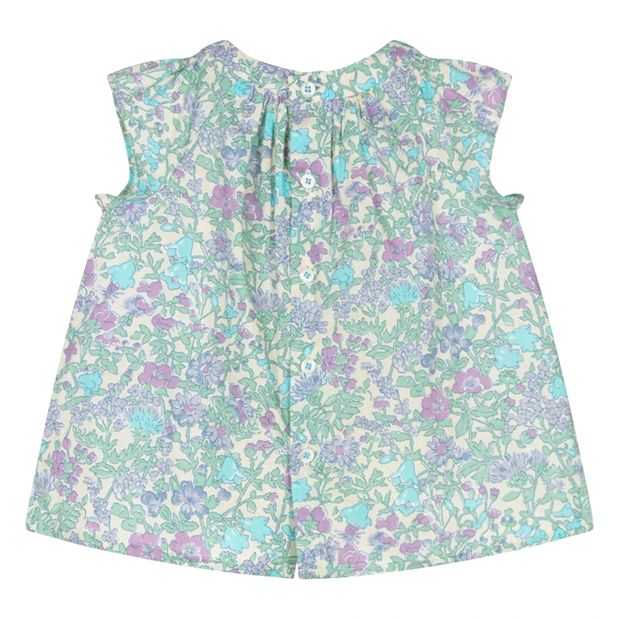Bonpoint - Bio-Baumwollkleid "Pais Liberty" mit Raffungen | Wassergrün