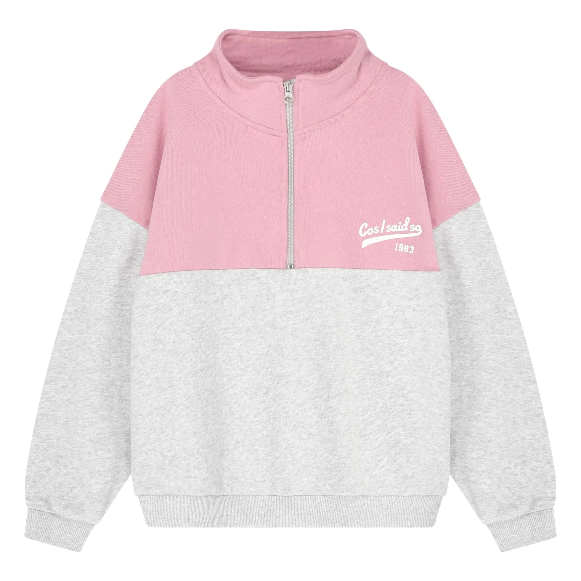 Cos I Said So - Bio-Baumwoll Sweatshirt mit Logo-Reißverschluss | Rosa