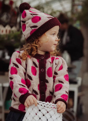 Fliink - Stern-Kirschen Alpaka Wolle Cardigan | Rosa
