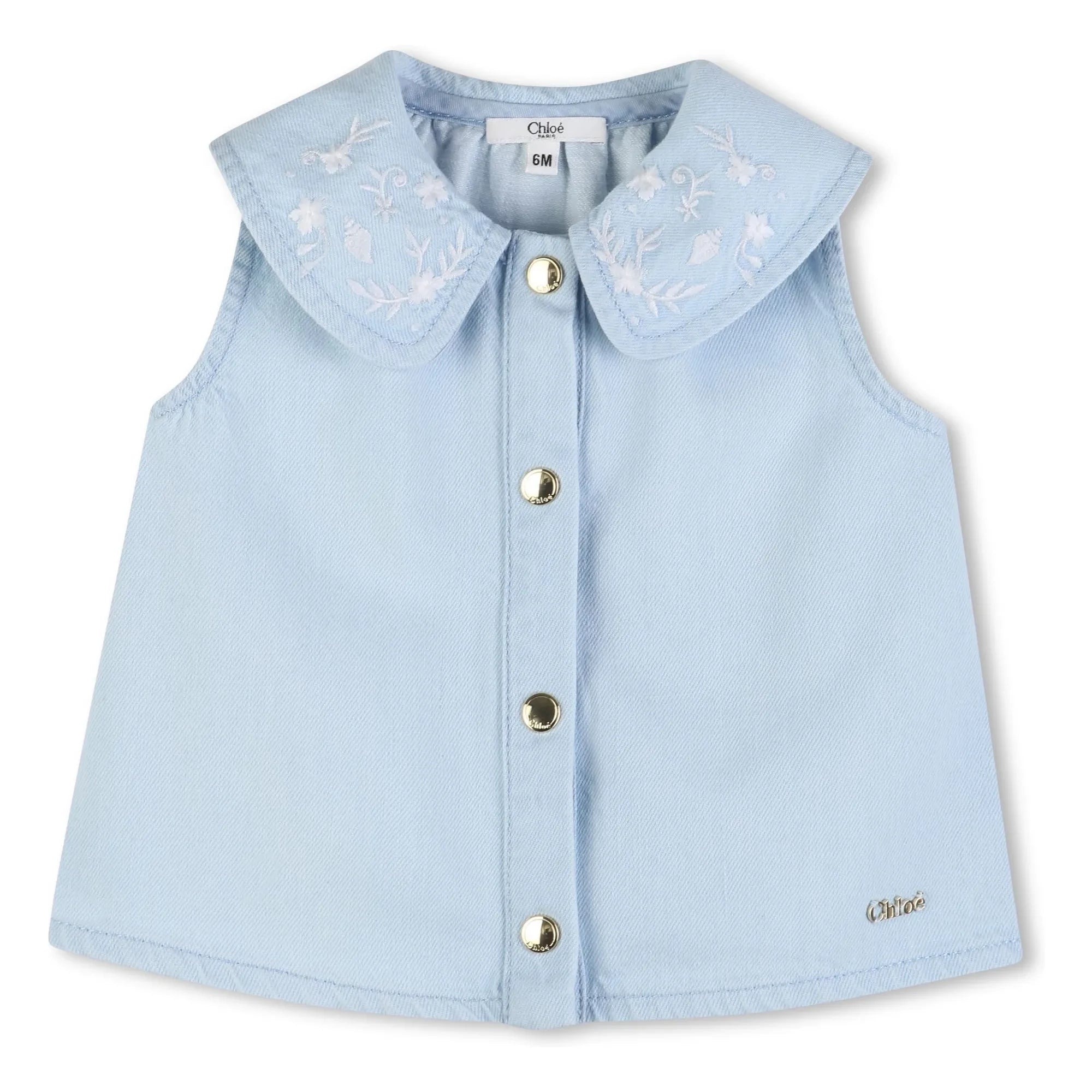 Chloé – Besticktes Jeans-Top | Blau