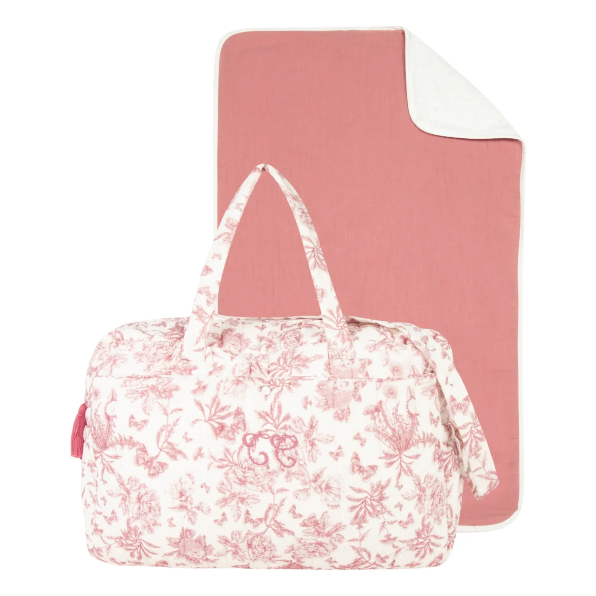 Tartine et Chocolat - Toile de Jouy Wickeltasche und Matte | Rosa