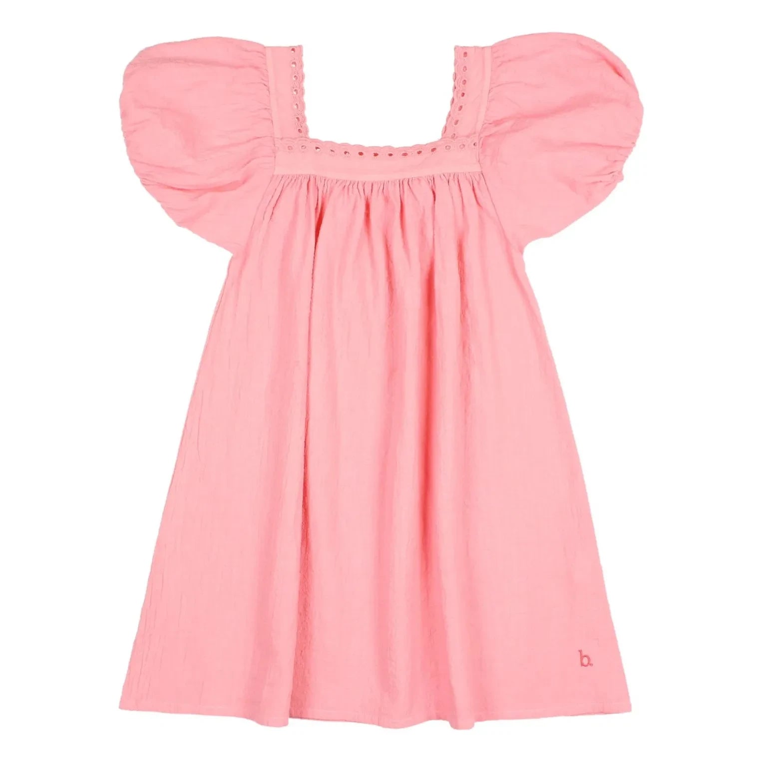 Búho - Kleid aus Bio-Baumwolle mit Festonsaum | Zuckerrosa