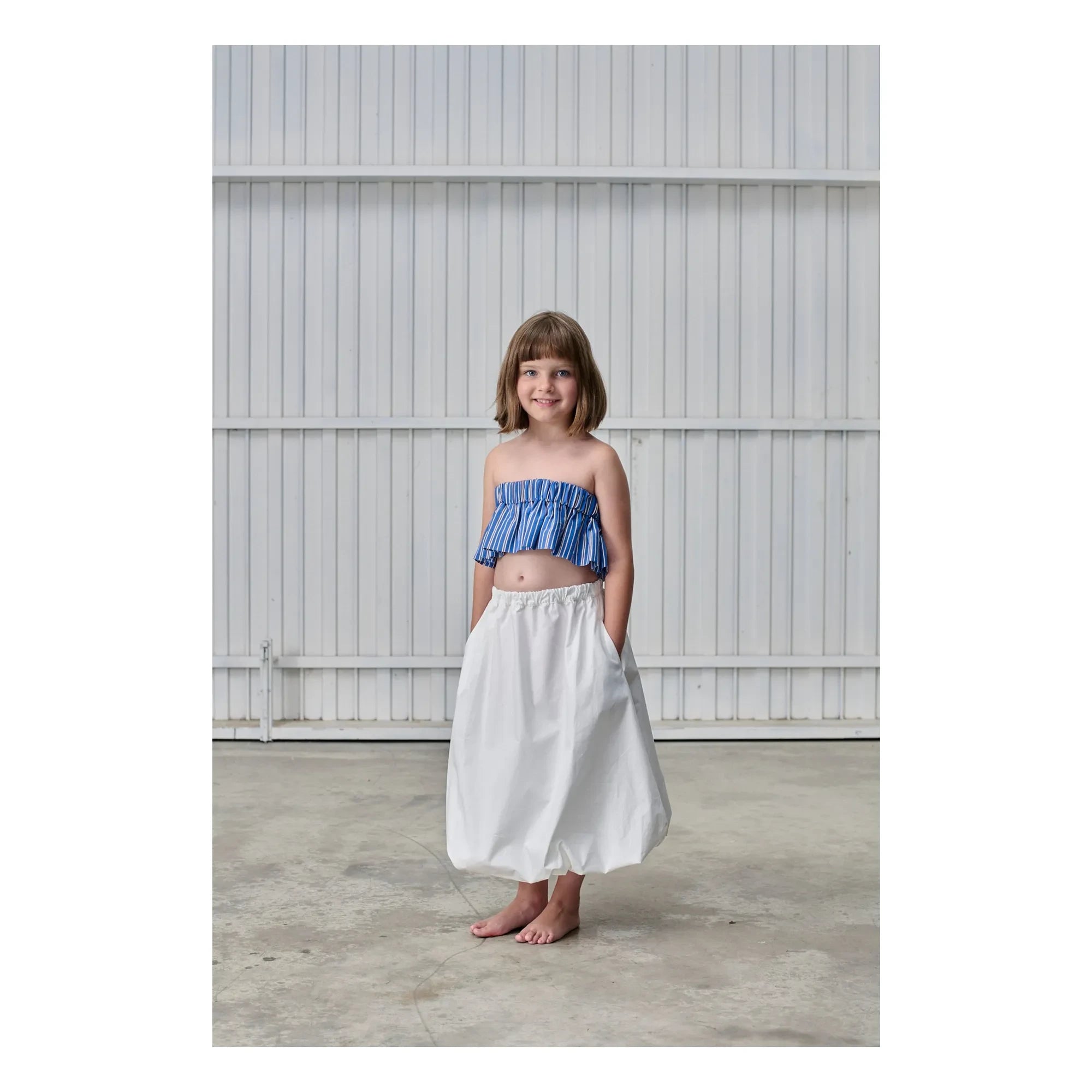 Tangerine – Gestreiftes ärmelloses Oberteil | Blau