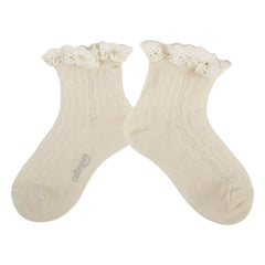 Collégien - Annette Spitzenrüschen-Socken | Natur