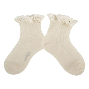 Collégien - Annette Spitzenrüschen-Socken | Natur
