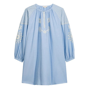 Louise Misha - Janice Kleid aus Bio-Baumwolle | Blau