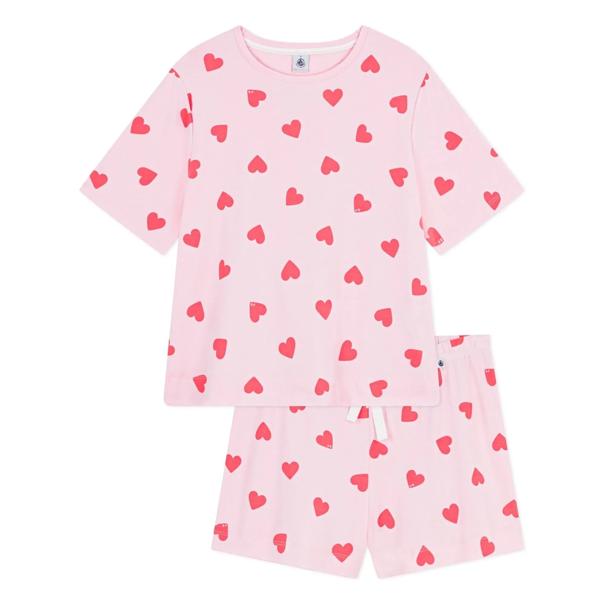 Petit Bateau - Pyjamashorts mit Herzchen | Rosa