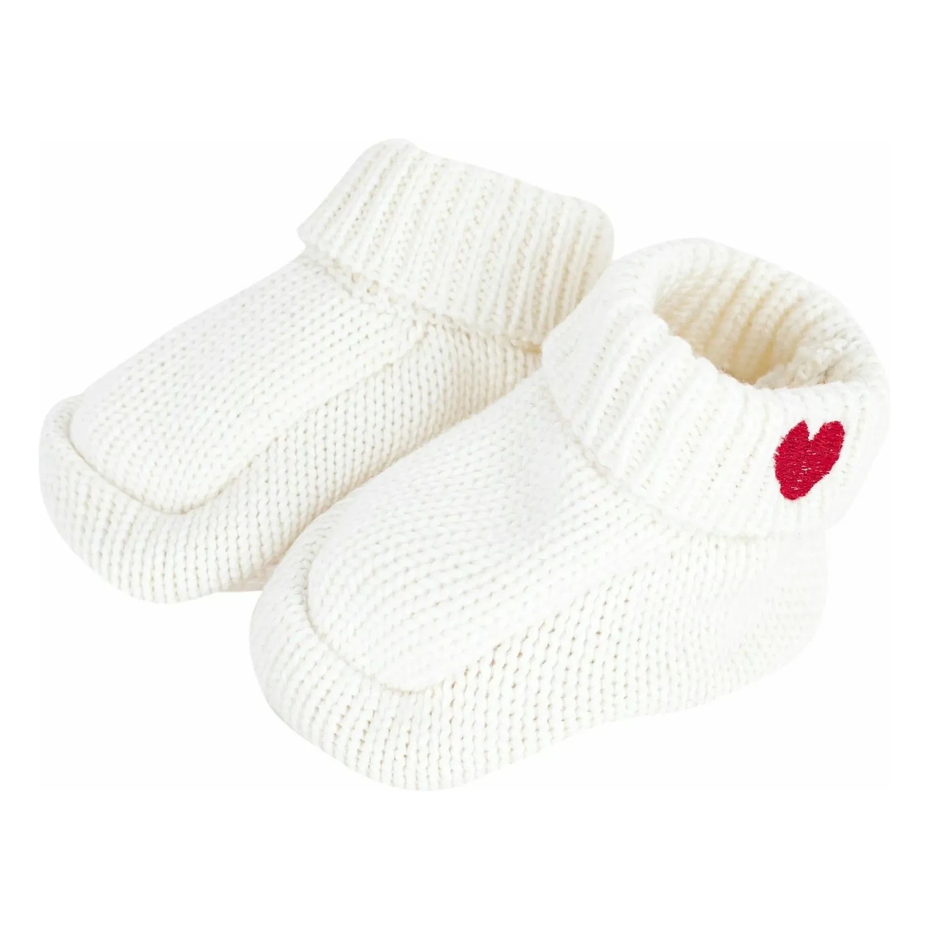Petit Bateau - Pantoffeln aus Bio-Baumwolle mit Herzmuster | Weiß