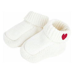 Petit Bateau - Pantoffeln aus Bio-Baumwolle mit Herzmuster | Weiß