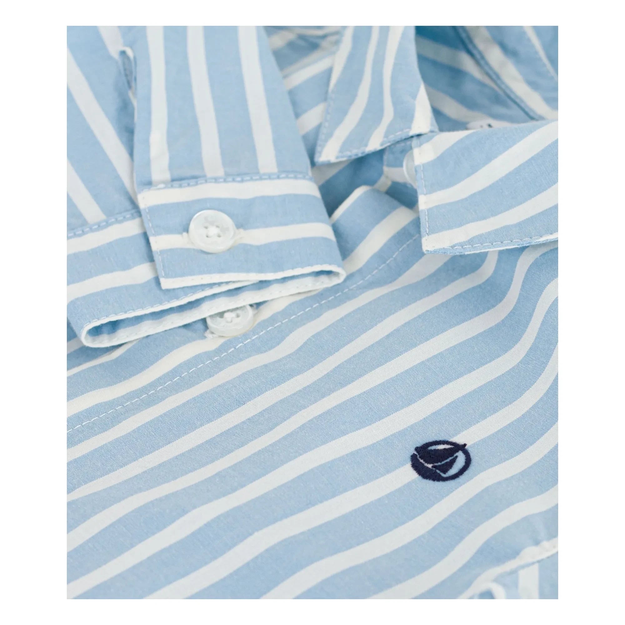 Petit Bateau – Gestreiftes Hemd aus Bio-Baumwollpopeline mit Logo | Blau