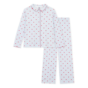 Petit Bateau - Kalp Desenli Organik Pamuk Pijama Gömleği | Mavi