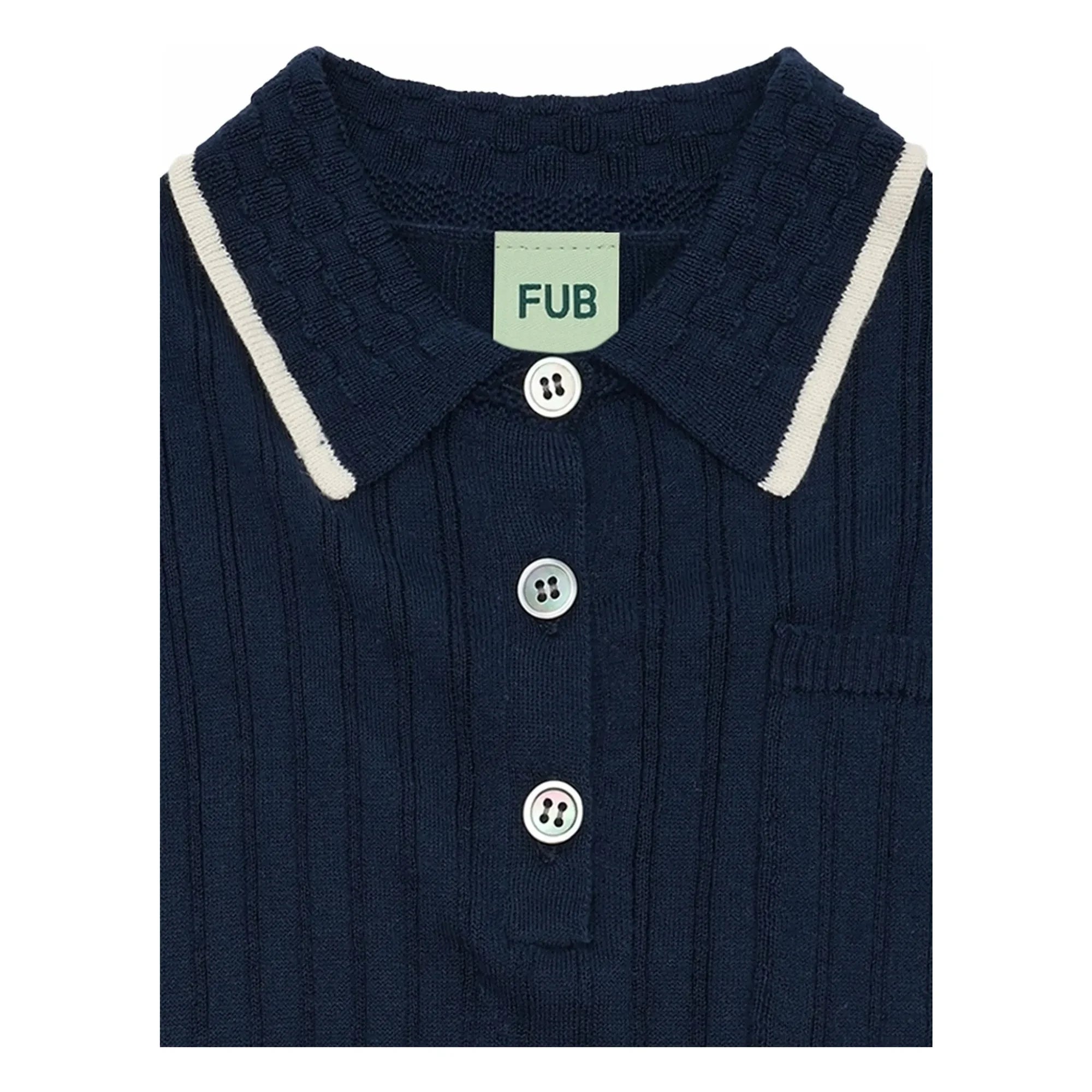 FUB – Polo-Shirt aus Rippstrick, Bio-Baumwolle | Marineblau