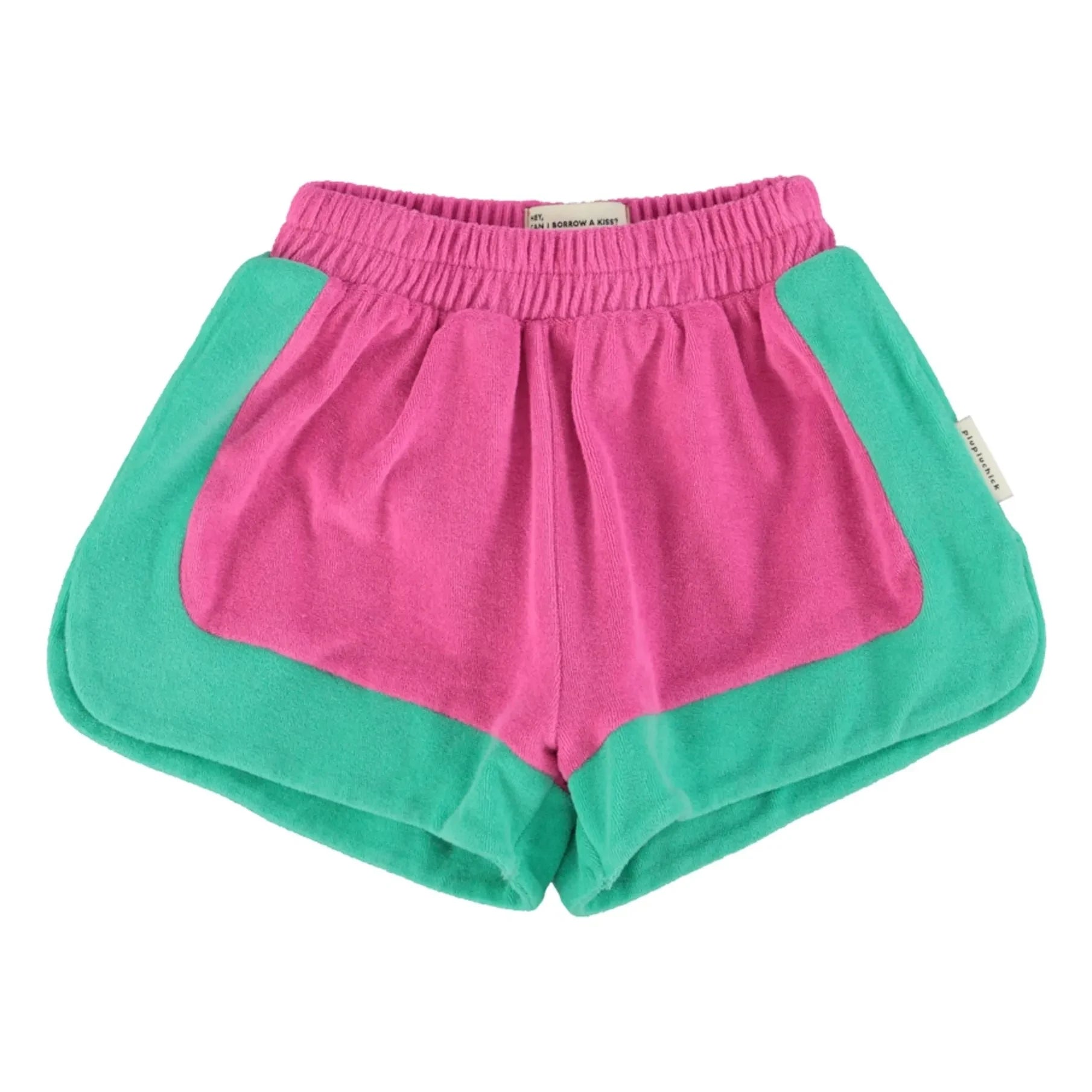 Piupiuchick - Organische Baumwoll-Frottee-Shorts mit Farbblock-Design | Fuchsia