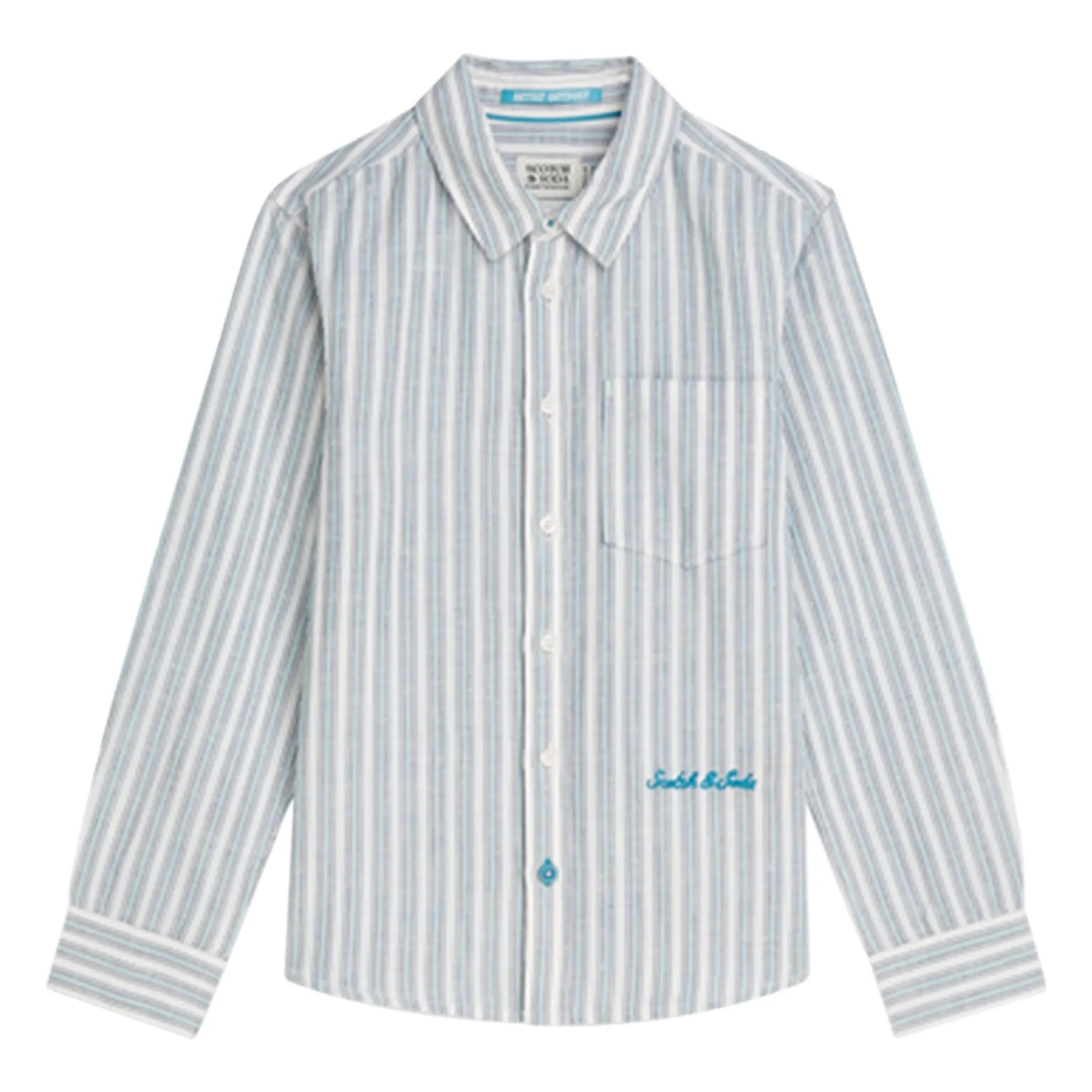 Scotch & Soda – Gestreiftes Leinenhemd | Hellblau