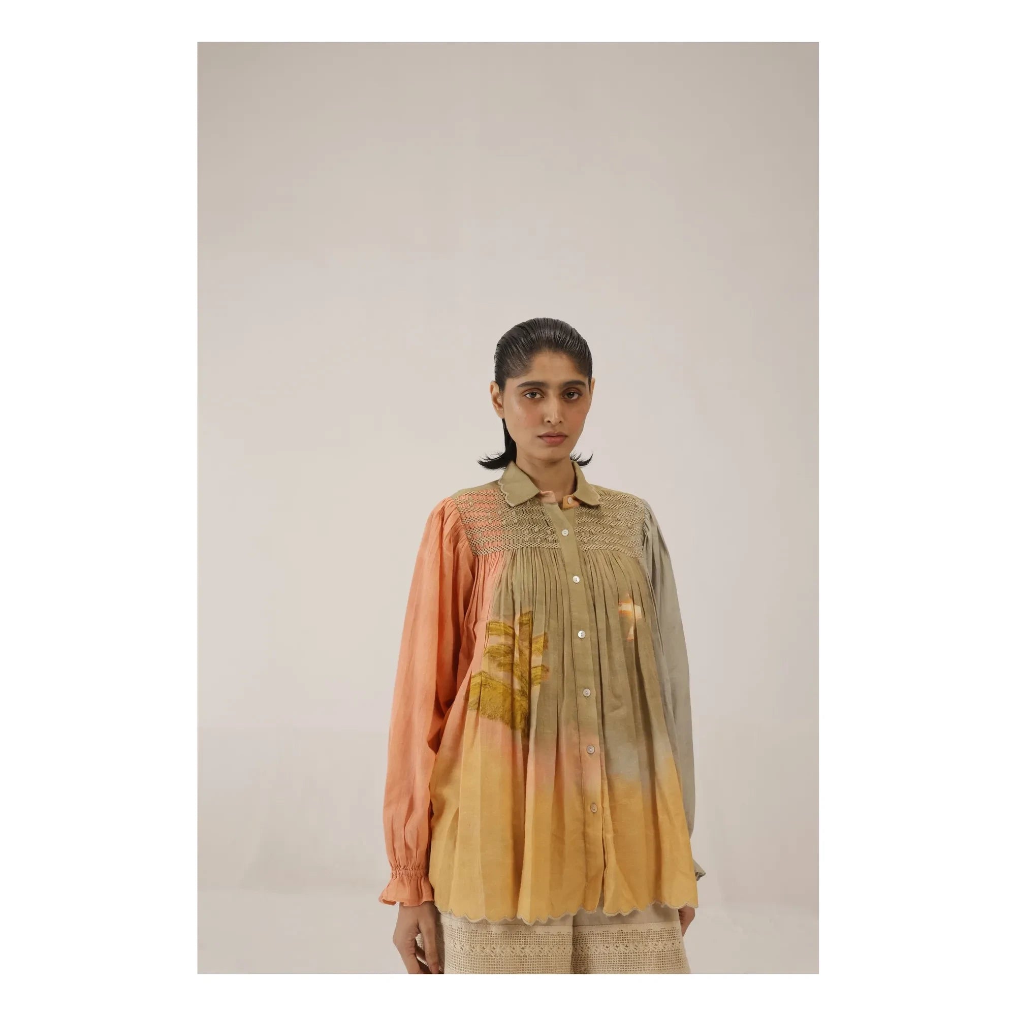 CORD - Judy Baumwoll-Seiden-Bluse | Khaki