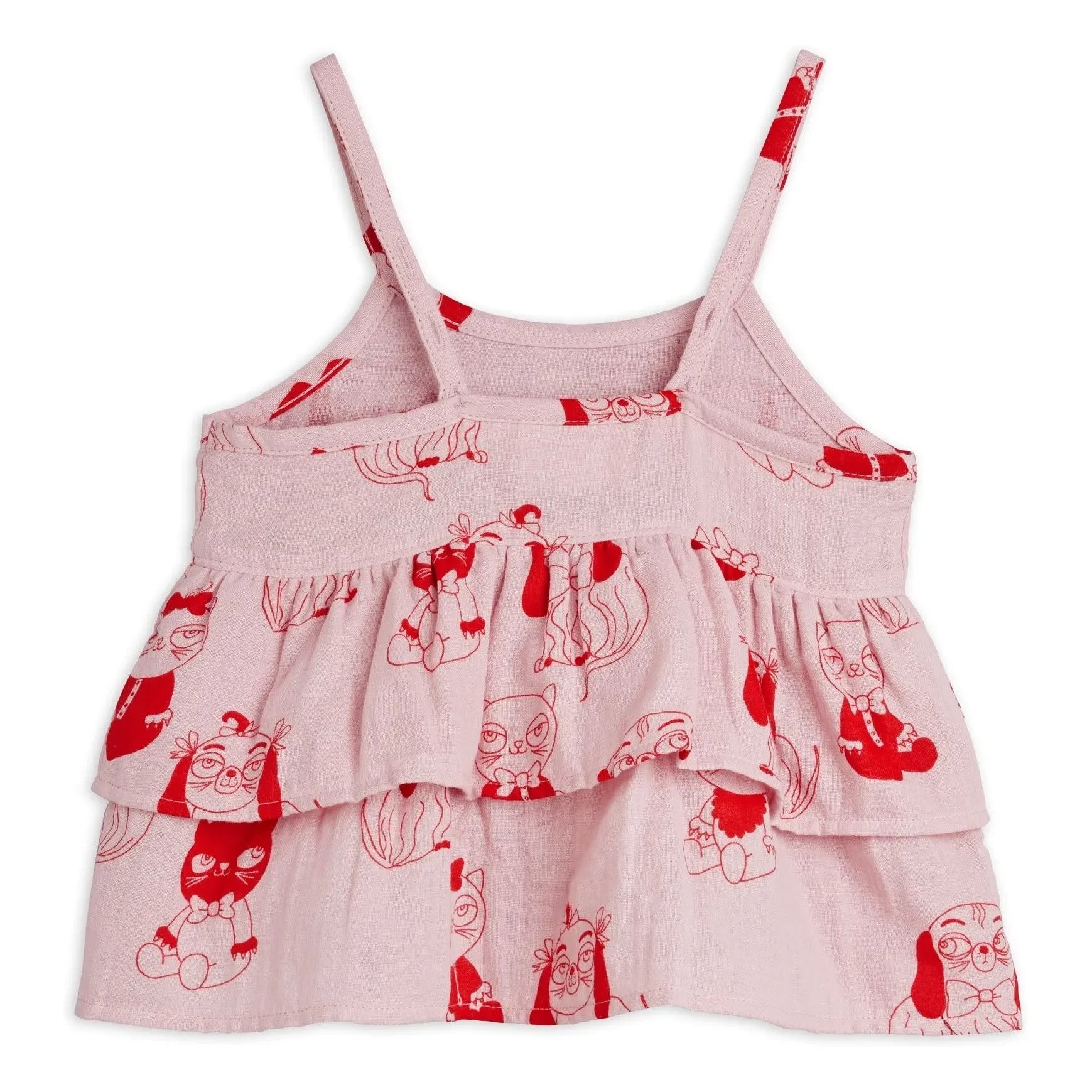 Mini Rodini - Bio-Baumwoll-Oberteil mit Tiermotiv und Rüschen | Rosa