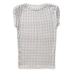 Soor Ploom - Sundae Gingham Bio-Baumwoll-Rüschen-T-Shirt | Eisblau
