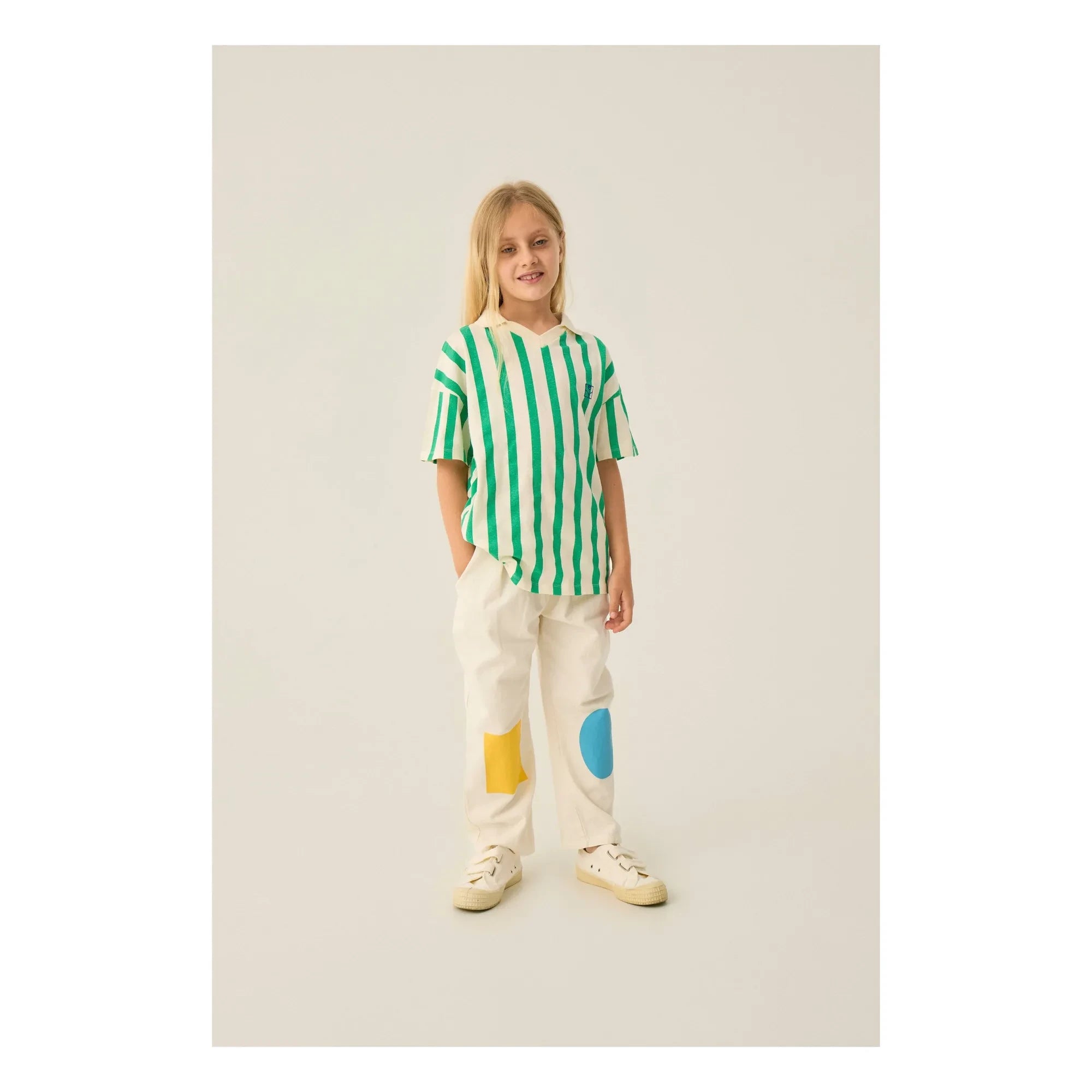 The Campamento - Grünes Oversize-gestreiftes Polo-T-Shirt