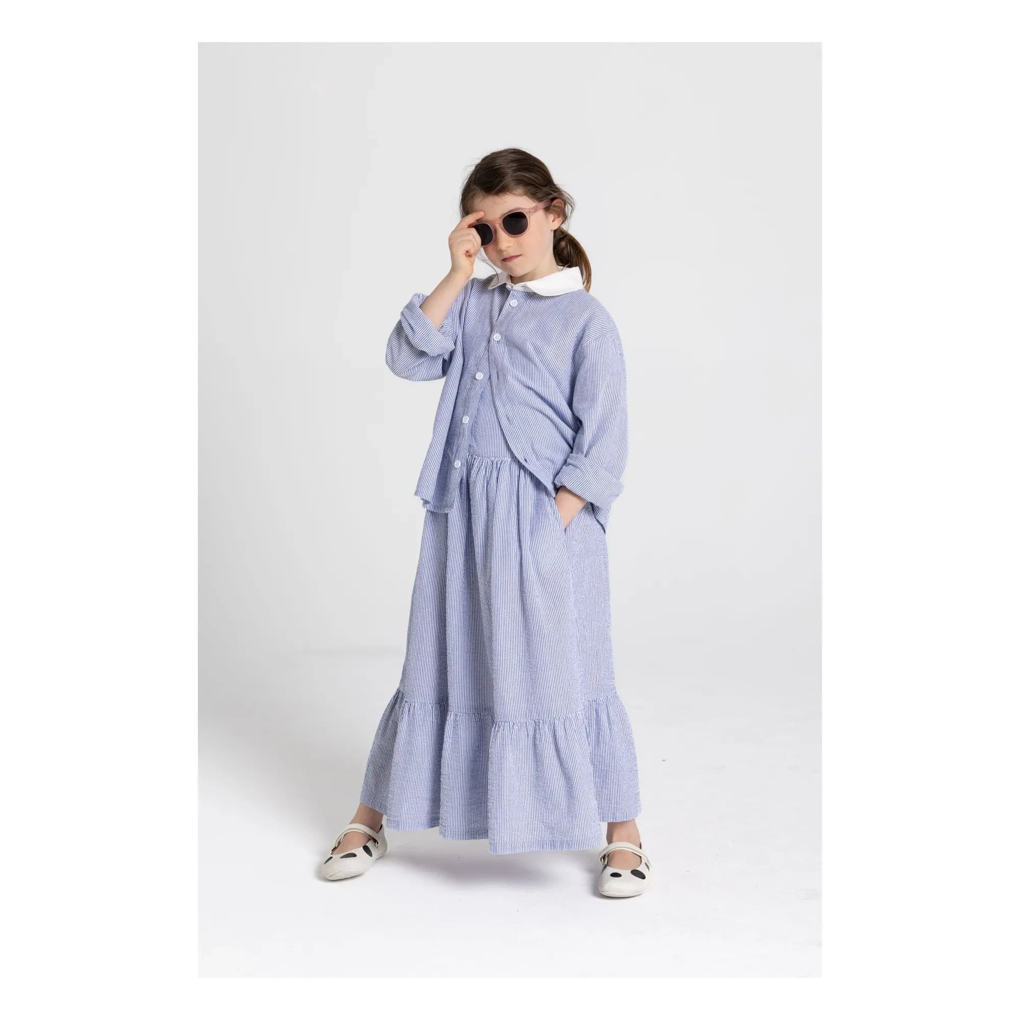 Smallable Kid - Pia Gestreiftes Latzkleid | Königsblau