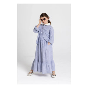 Smallable Kid - Pia Gestreiftes Latzkleid | Königsblau