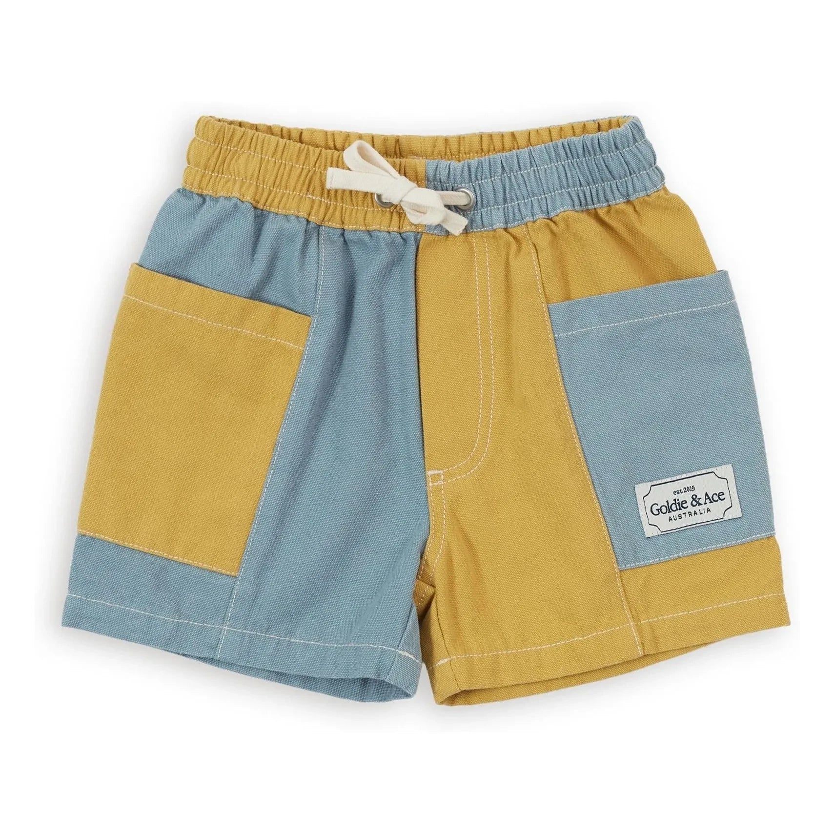 Goldie + Ace - Hellblaue Patchwork-Shorts