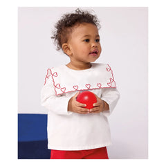 Petit Bateau – Bluse aus Popeline aus Bio-Baumwolle mit weitem Ausschnitt | Weiß