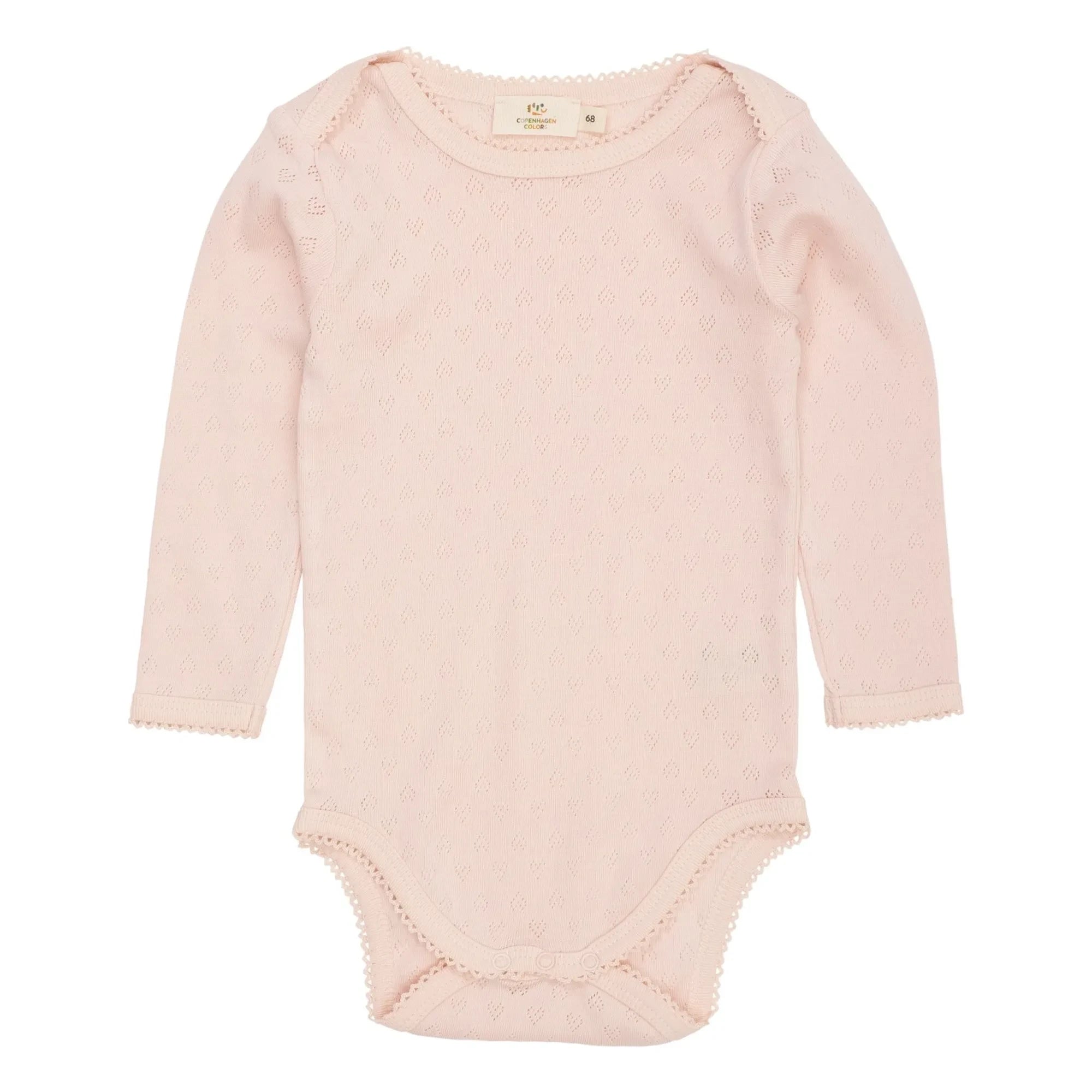 Copenhagen Colors - Kurzarm-Body Pointelle Hearts Bio-Baumwolle | Rosa Hell