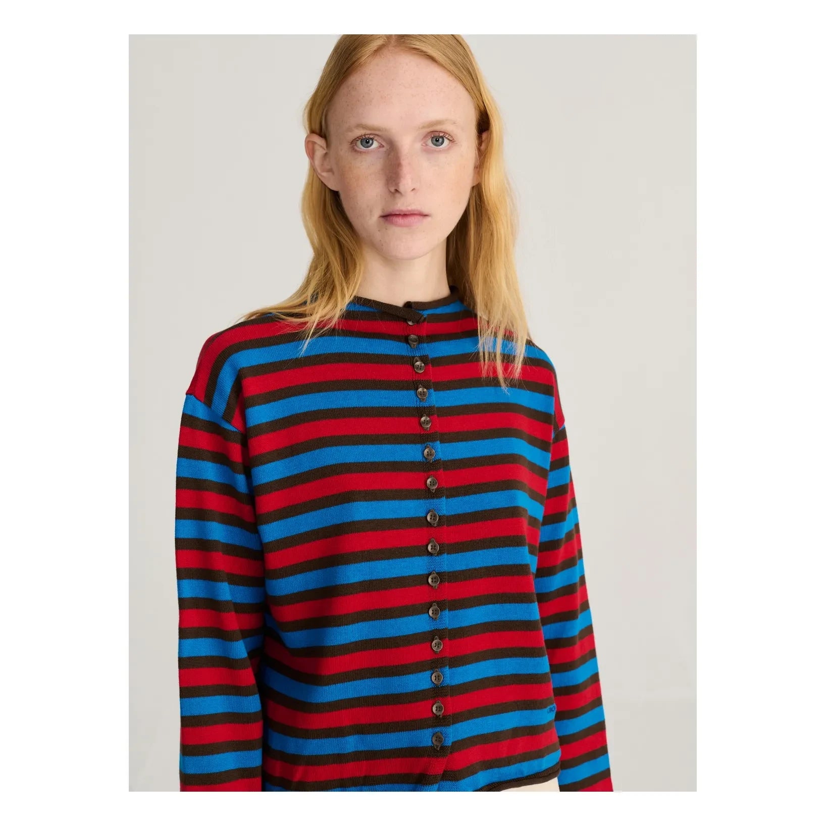 Bobo Choses – Gestreifte Strickjacke aus Bio-Baumwolle | Rot