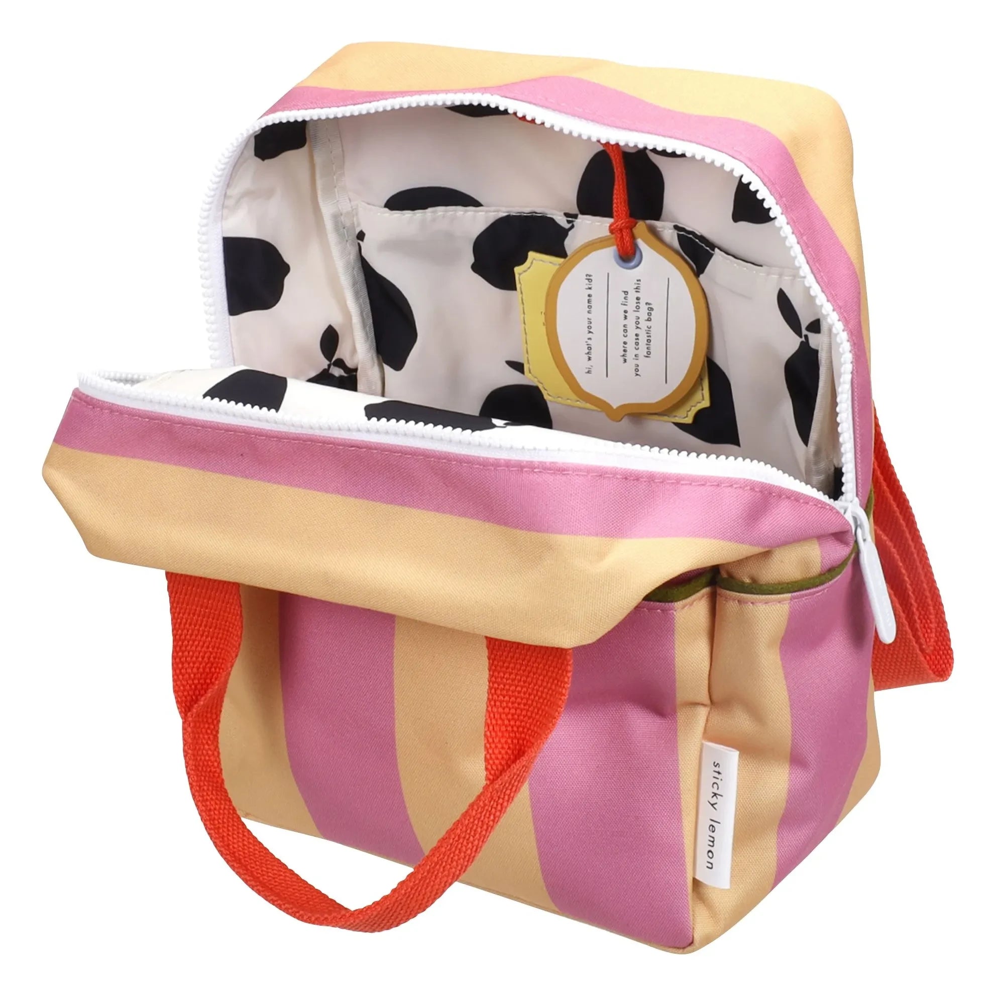 Sticky Lemon - Kleiner gestreifter Rucksack | Puderrosa