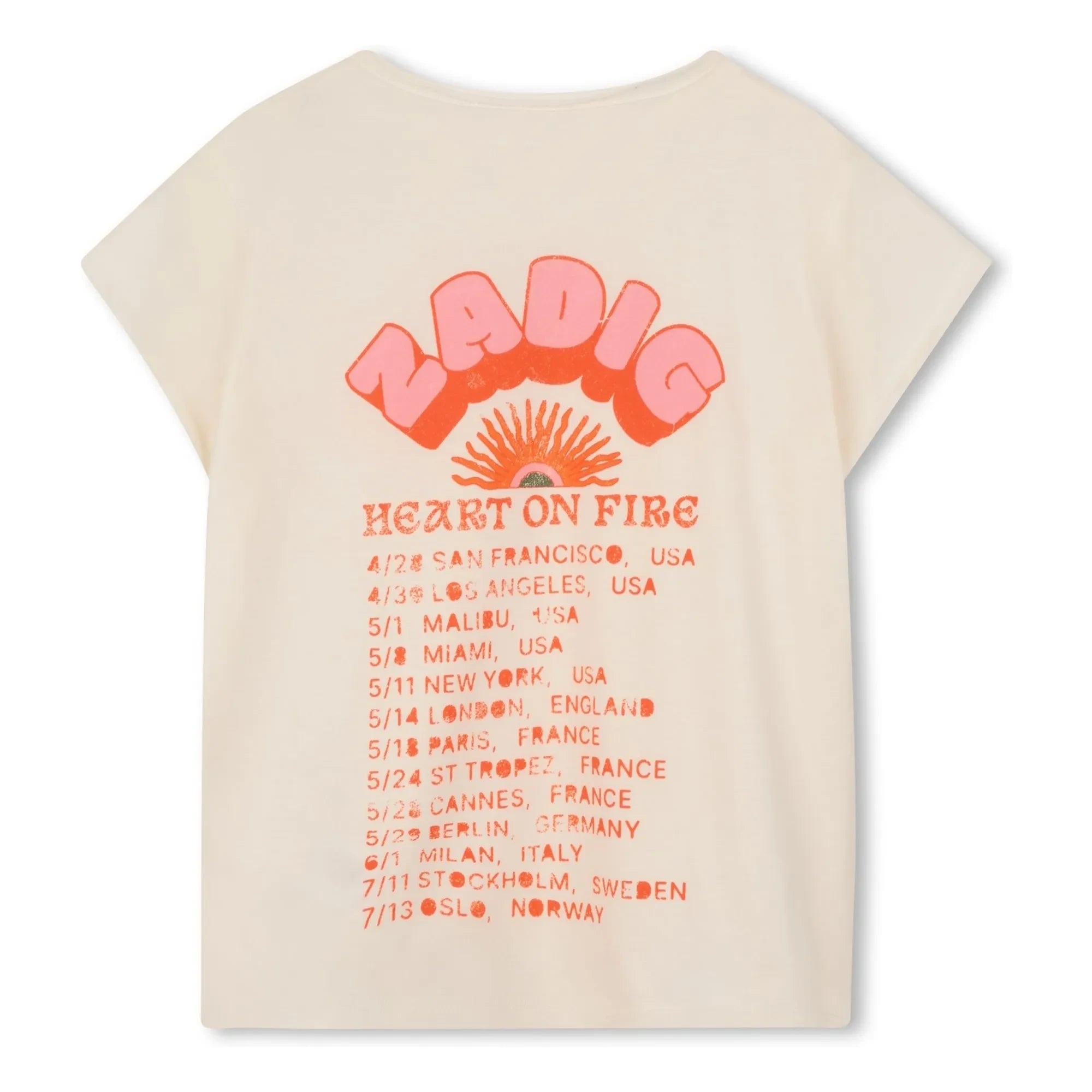 Zadig & Voltaire – Tunika-T-Shirt „Heart On Fire“ | Ecru