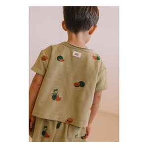 Studio Bohème - Essential Watermelon Bio-Baumwolle Frottee T-Shirt | Khaki