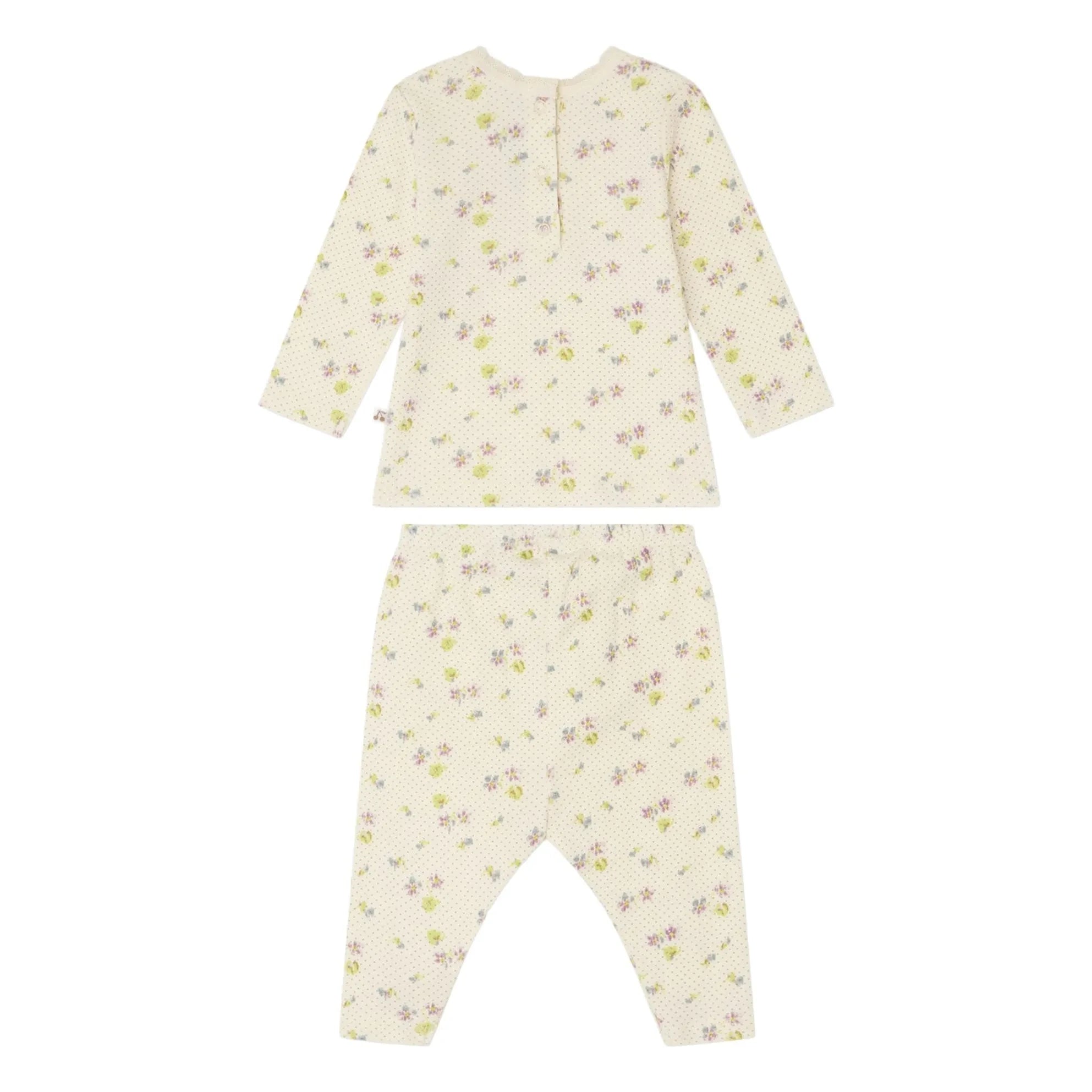 Bonpoint - Genna Fleuri Bio-Baumwoll-T-Shirt und Leggings Set | Ecru