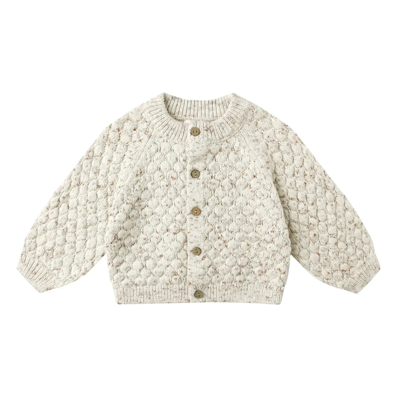 Quincy Mae - Bio-Baumwoll-Bubble-Strickjacke | Ecru